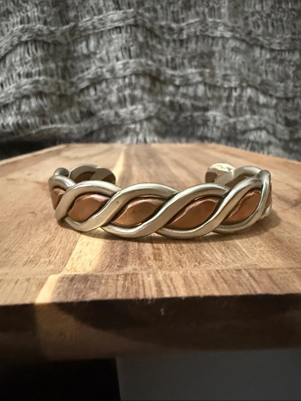 Two-Tone Twisted Cuff Bracelet - Silver & Copper